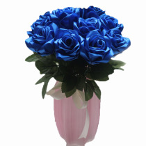 (Send vase) ribbon rose material bag diy handmade set Blue Monster ribbon stack Rose set