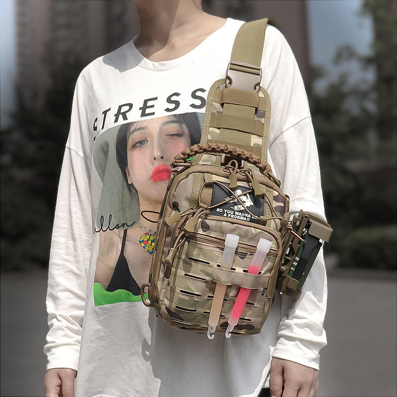 Chest bag men's one-shoulder messenger bag new outdoor Lure tactical backpack steel ball multi-function waist bag men's slingshot bag