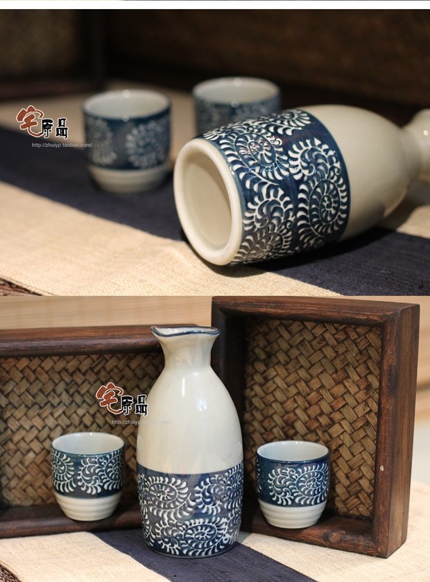 Bộ ly rượu sake Nhật Bản xuất khẩu Bộ rượu sake Nhật Bản Bộ rượu vang gốm nhiệt độ cao Bộ hộp quà tặng cao cấp - Rượu vang kệ để rượu vang