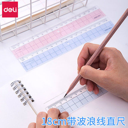Able 6235 ruler plastic 18cm cm with wave transparent ruler student stationery