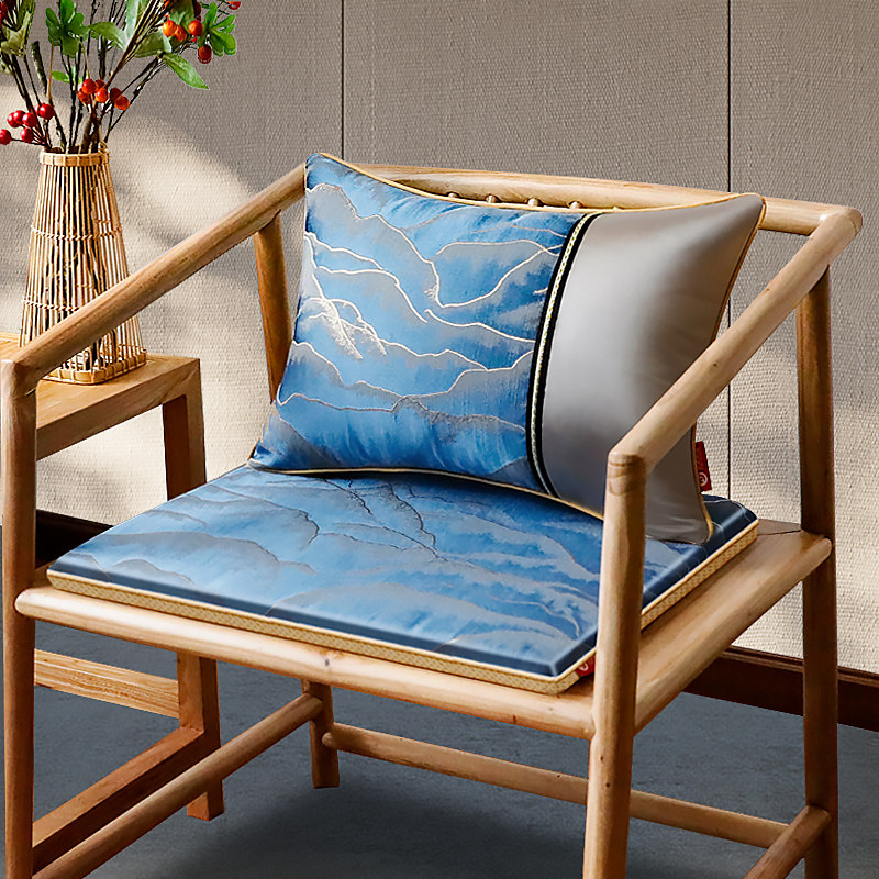 New Chinese Solid Wood Dining Table Chair Cushion Non-slip Chair Cushion Stool Cushions Vintage Tea Chair Seat Cushion Back Cushion Removable