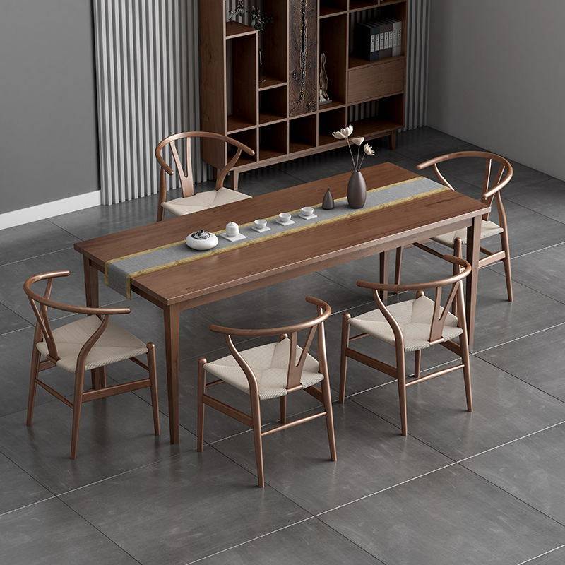 Nordic solid wood long table tea table and chair combination new Chinese style living room Kung Fu tea table Zen tea making tea table and chairs simple coffee table - Taobao