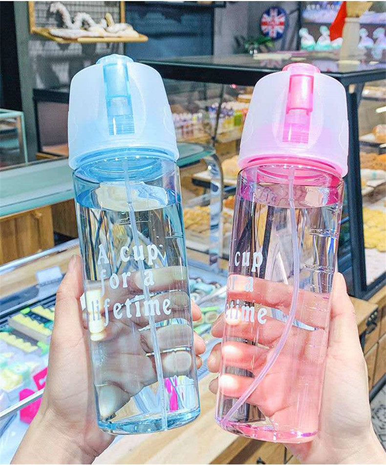 Spray water glass anti-fall, heat and moisture cooling portable sports outdoor plastic kettle Summer Student military training cup