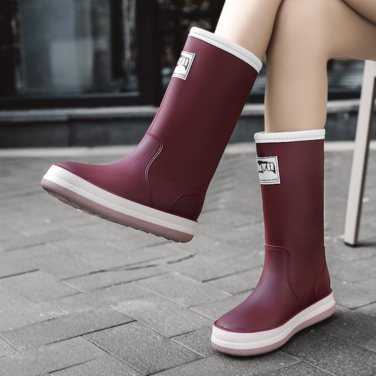 Women's Rain Boots 2025 New Model Adult Overshoes Waterproof Non-Slip Rain Boots Fashionable Outdoor Rubber Shoes High-Top Water Shoes Hot Item