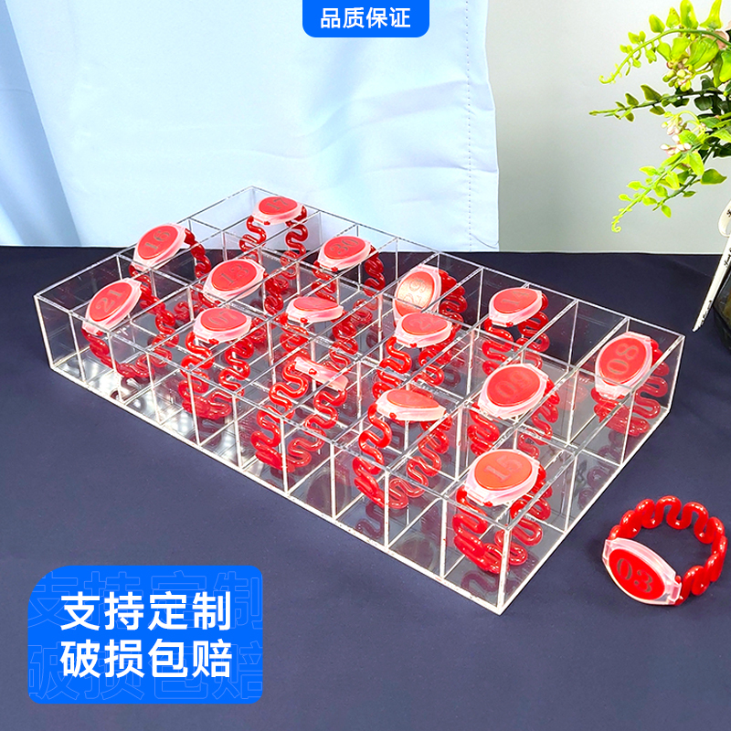 Acrylic Gym Key Holder Storage Box Grid for Storing Keys Transparent Tray Wristband Organizer Building Block Desktop