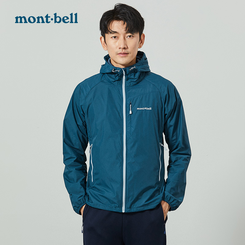 Montbell Men's Softshell Jacket for Outdoor Camping, Comfortable Hooded Outerwear for Spring and Autumn