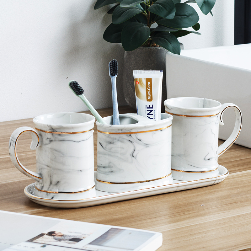 Ceramic bathroom five-piece set wash set bathroom supplies Nordic light luxury dressing room mouthwash cup toothbrush cup set