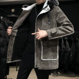 Вельветовая длинная трендовая утепленная зимняя бархатная куртка для мальчиков, средней длины