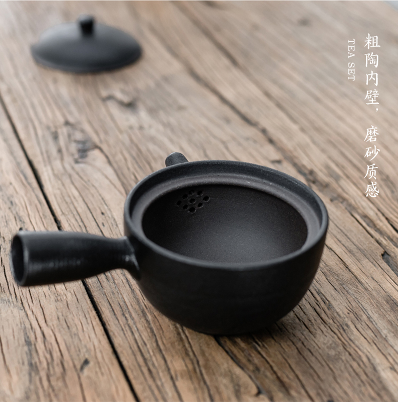 By Japanese coarse pottery mud kung fu tea set side boil pot of alcohol lamp of black tea furnace temperature dry tea ware ceramics