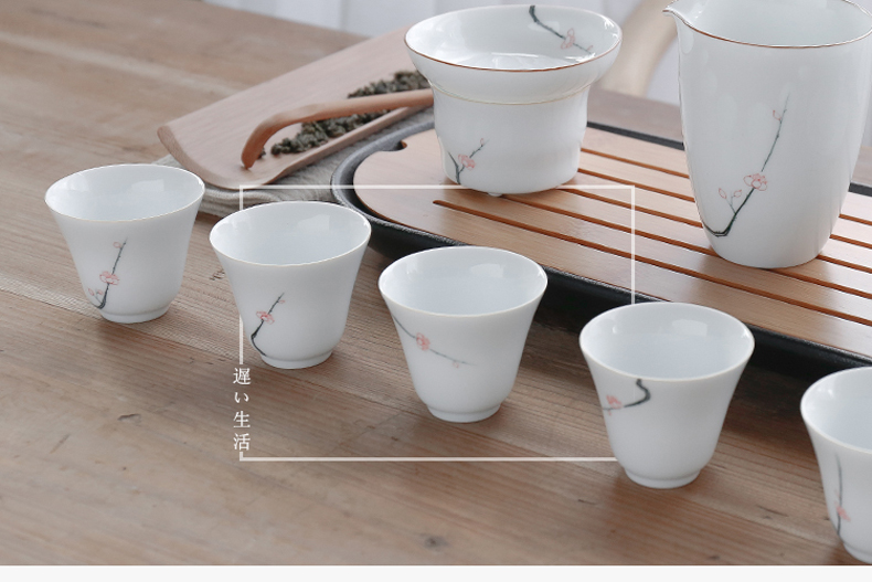 Jingdezhen hand - made teacup manually by mud powder enamel sample tea cup ceramic thin foetus masters cup kung fu tea cups