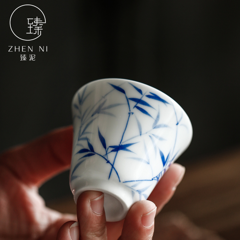 Hand - drawn by clay sample tea cup jingdezhen manual under the white porcelain glaze color cup bowl kung fu tea cup master CPU