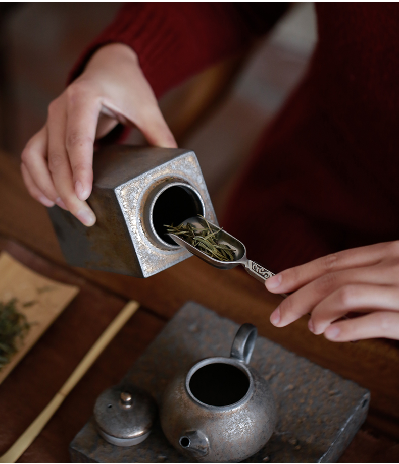 By Japanese retro caddy fixings manual fine gold mud rust glaze up wake tea pu - erh tea storage ceramic seal as cans