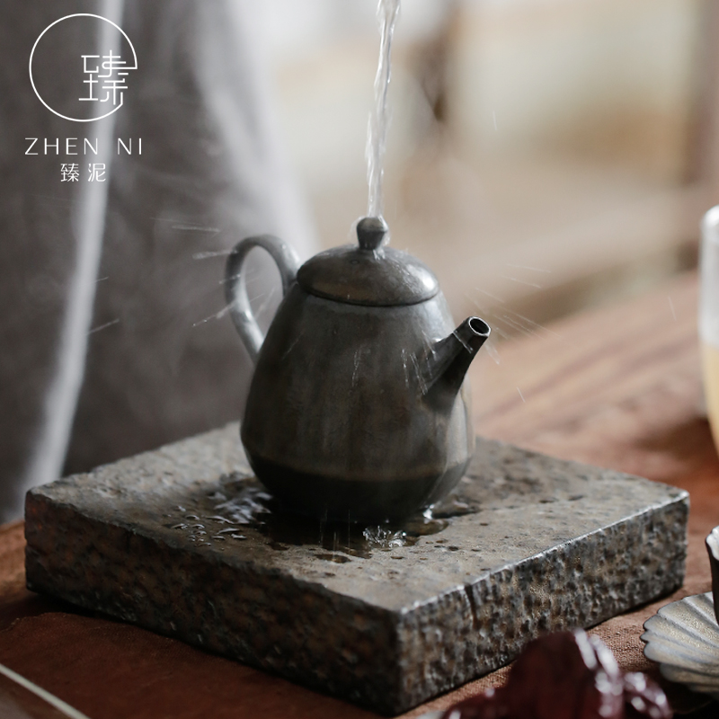 Restoring ancient ways by manual mud Japanese pot bearing rust glaze gold dry tea contracted kung fu tea pot pad water tea tray