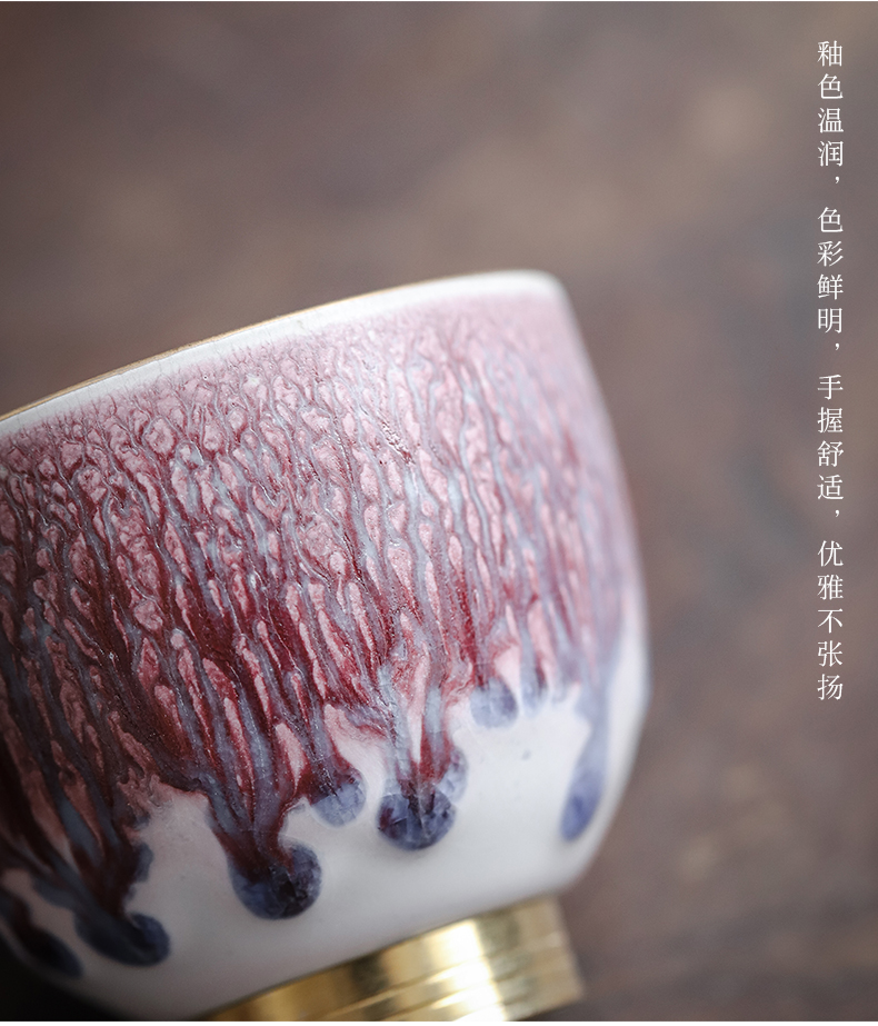 By mud large ceramic cups Japanese masters cup variable sample tea cup copper bowl kung fu tea set foot single cup By hand