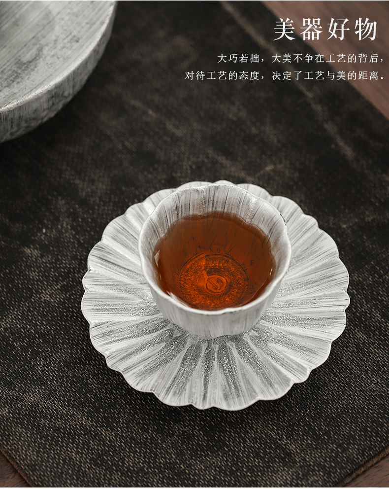 By mud coppering. As cup mat Japanese household manual brush silver cup holder, ceramic hot insulation pad kung fu tea accessories