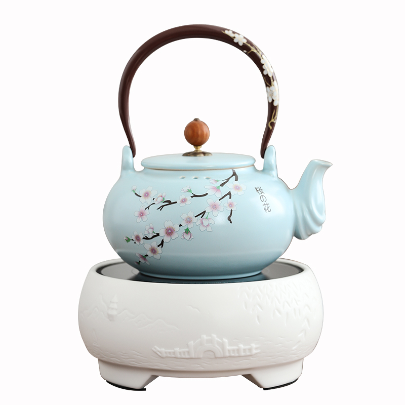 By mud household electrical TaoLu suet jade pervious to light white porcelain teapot tea boiled tea kettle furnace Japanese white pottery girder