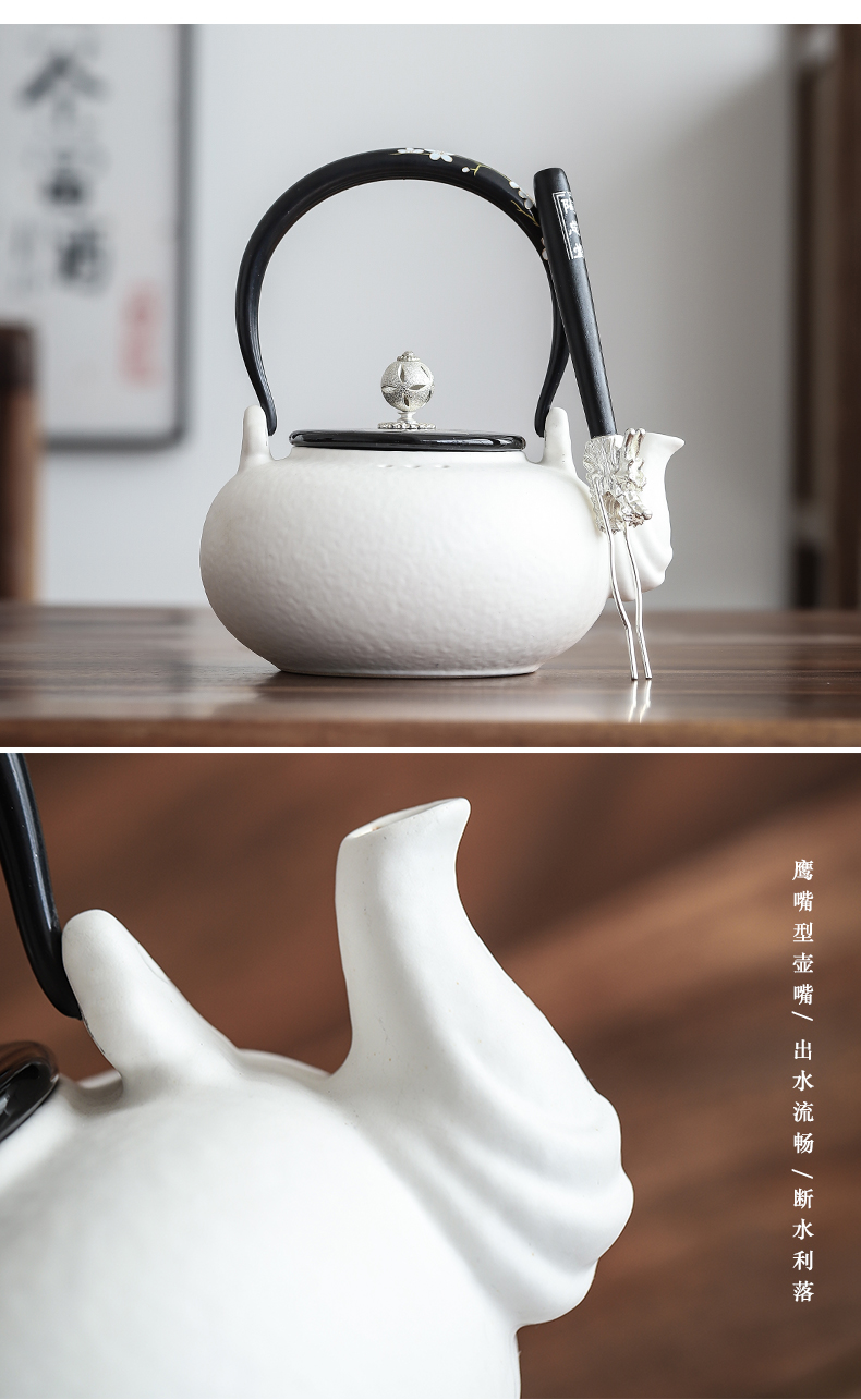 By boiling tea machine manual white pottery mud electric TaoLu ceramics blisters teapot household kung fu tea set girder kettle