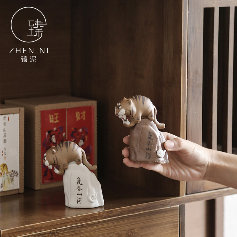 By mud jingdezhen hand - made tea pet coarse pottery was very roars furnishing articles creative ceramic tea set tea table decoration