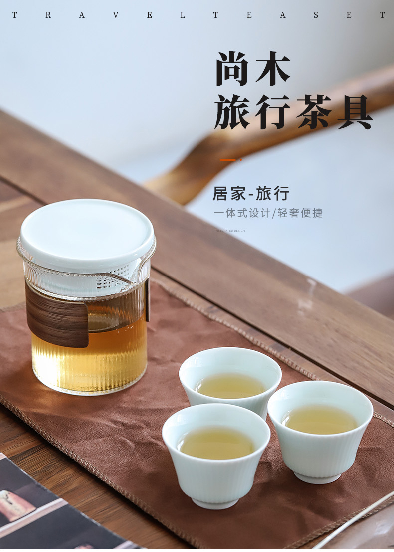 By mud travel tea set suit portable kung fu to crack a pot of three set of is suing small glass teapot