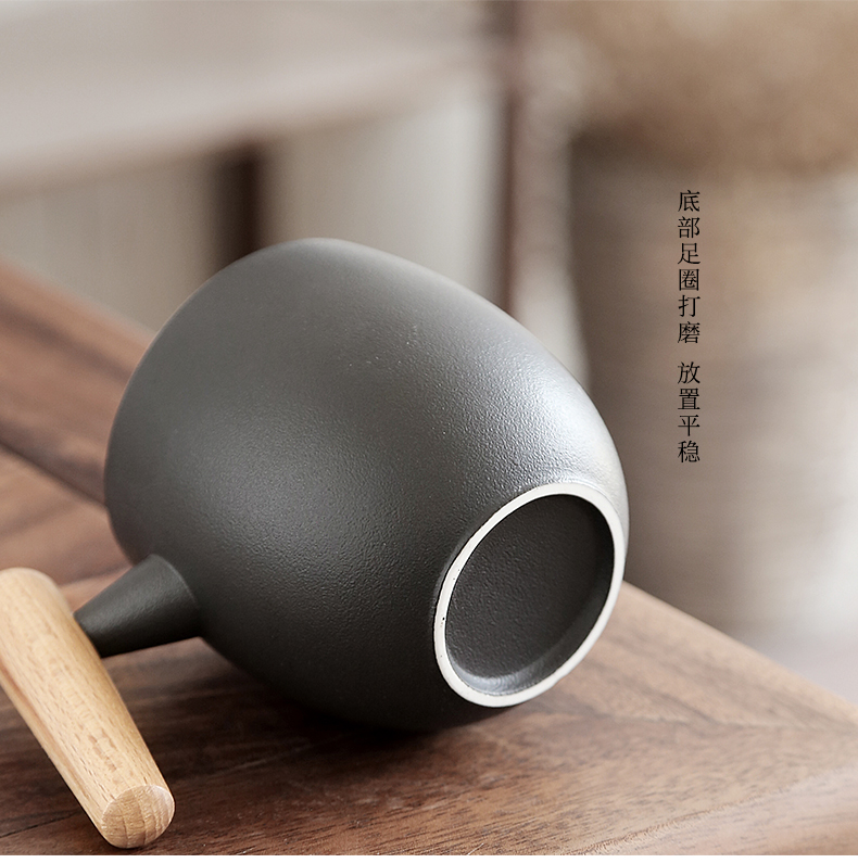 "Black pottery mud home with cover filter glass mugs office portable travel set of tea caddy fixings