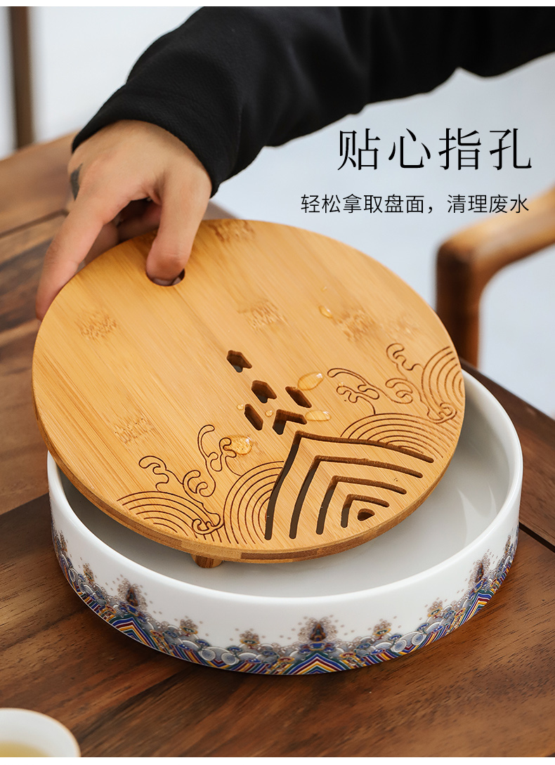 By mud colored enamel glass of black tea tea ware household ceramics filter teapot contracted tea tray cups little suit