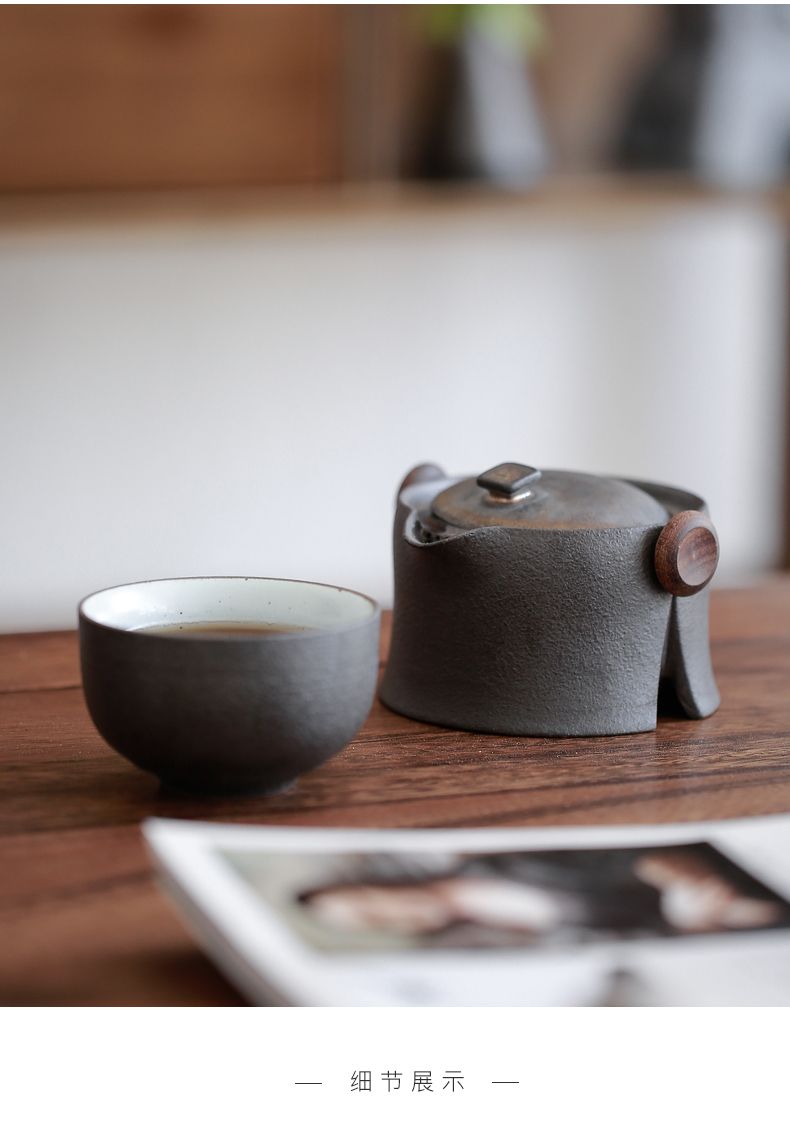 By mud crack cup Japanese manual fine gold glaze teapot portable ceramic kung fu tea set a pot of a single trip