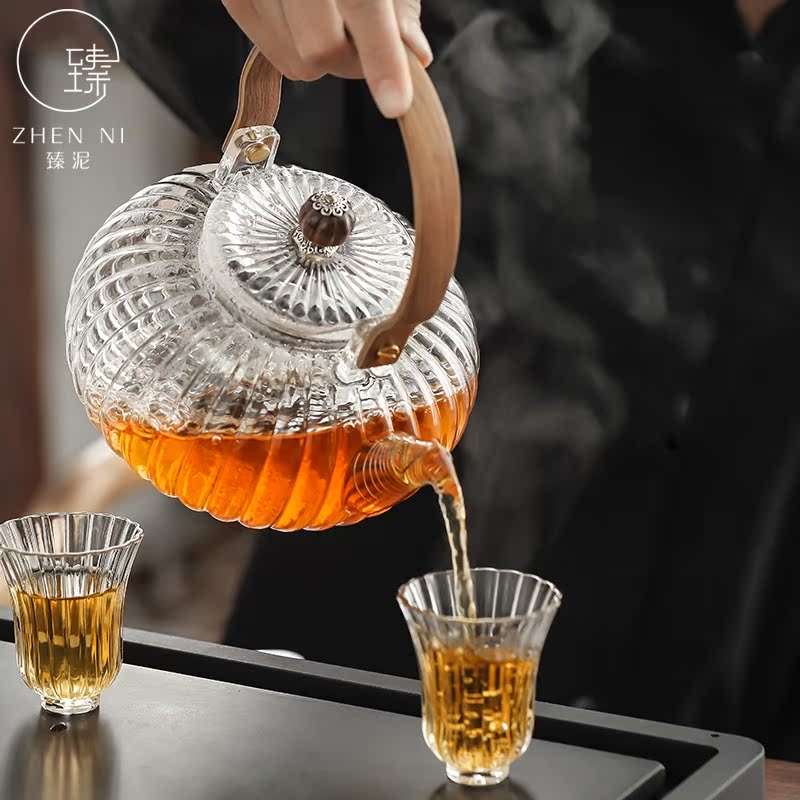 "Kung fu tea set sharply mud stone tea tray was set automatically on hydropower TaoLu boiled tea of household glass kettle