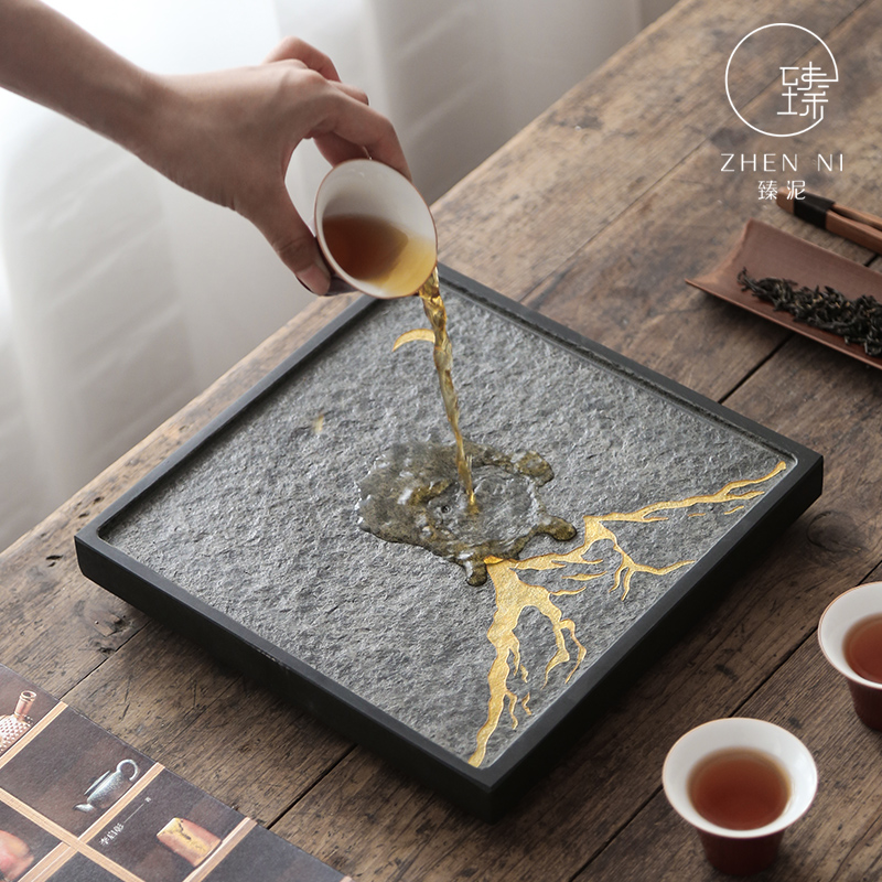 Natural stones sharply by mud stone tea tray was kung fu tea set dry tea sets the whole piece of Japanese household drainage saucer dish