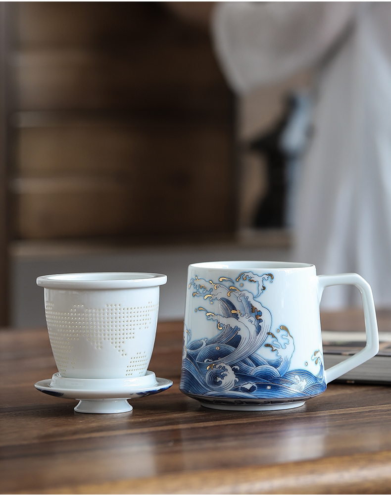 By mud office cup of jingdezhen ceramic colored enamel mugs manual paint cup tea ultimately responds a cup of big capacity