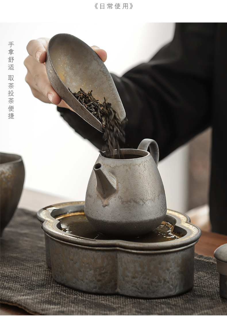 "Gold mud restoring ancient ways is ceramic tea shovel up tea holder Japanese teaspoon of tea spoon, kung fu tea tea accessories