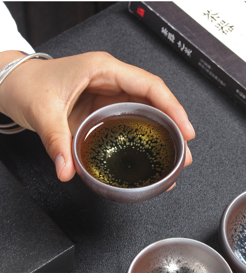 Built by mud lamp that kung fu tea set jianyang checking home oil drops of tea light cup ceramic up the set of tureen