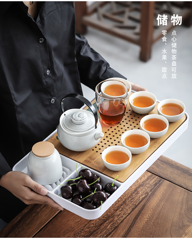 Japanese kung fu tea set girder by mud pot of ceramic tea teapot teacup tea tray is contracted a small set of household