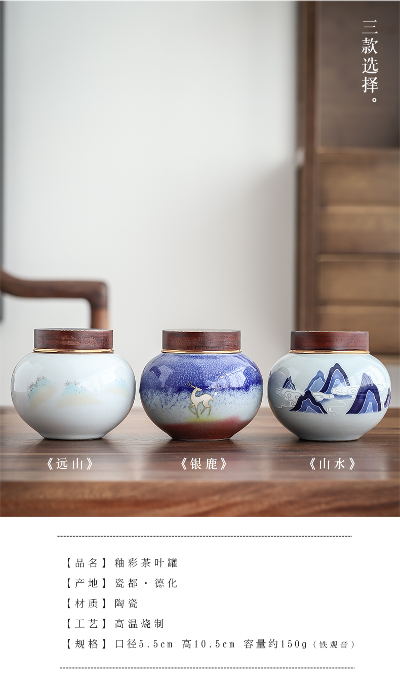 Clay ceramic up by manual alloy tea caddy fixings warehouse seal pot home tea and tea pu - erh tea storage tank