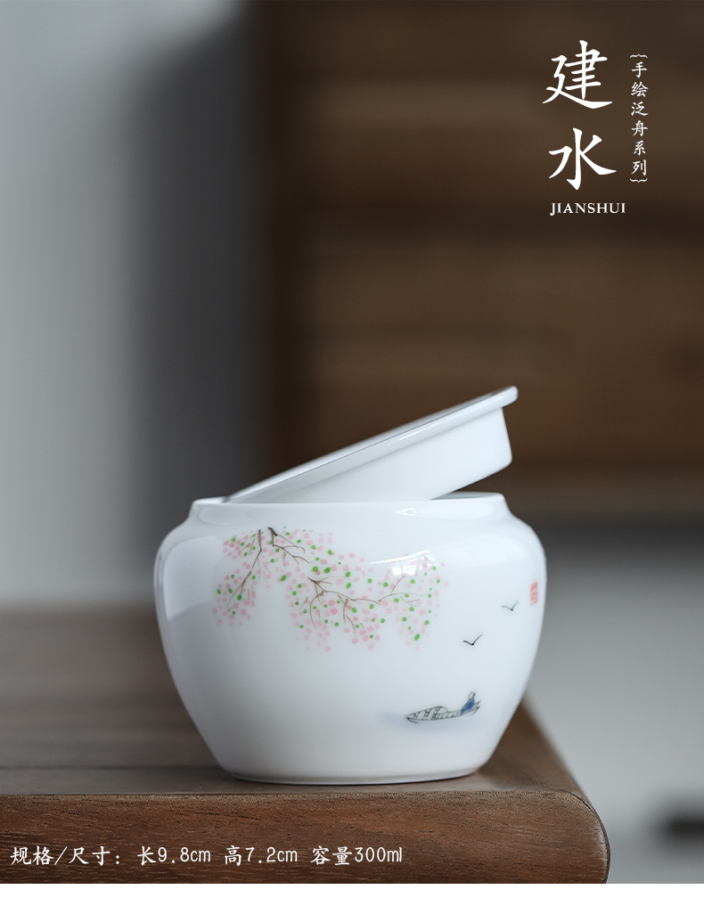 Hand built by mud water white porcelain tea to wash dishes manual Japanese ceramic household cup tea for wash in hot water jar cylinder parts