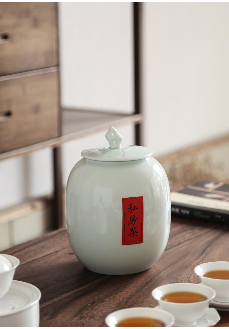 "Jingdezhen ceramic tea pot large mud puer tea moistureproof household porcelain tea storehouse seal pot and tea caddy fixings