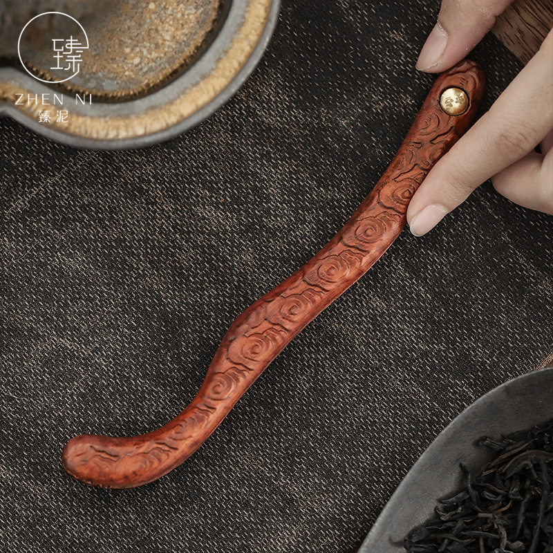 By mud ebony wood ChaGa manual relief rosewood tweezers household tea accessories slippery wash cup clip