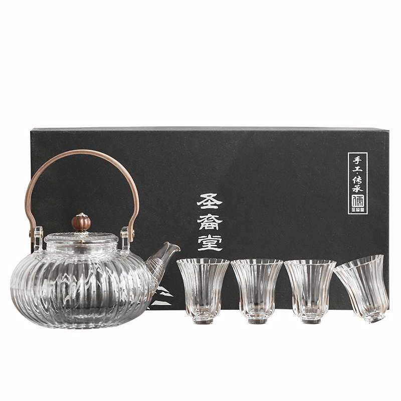 By mud glass tea set of high - capacity transparent teapot teacup Japanese household spend high - temperature tea cups