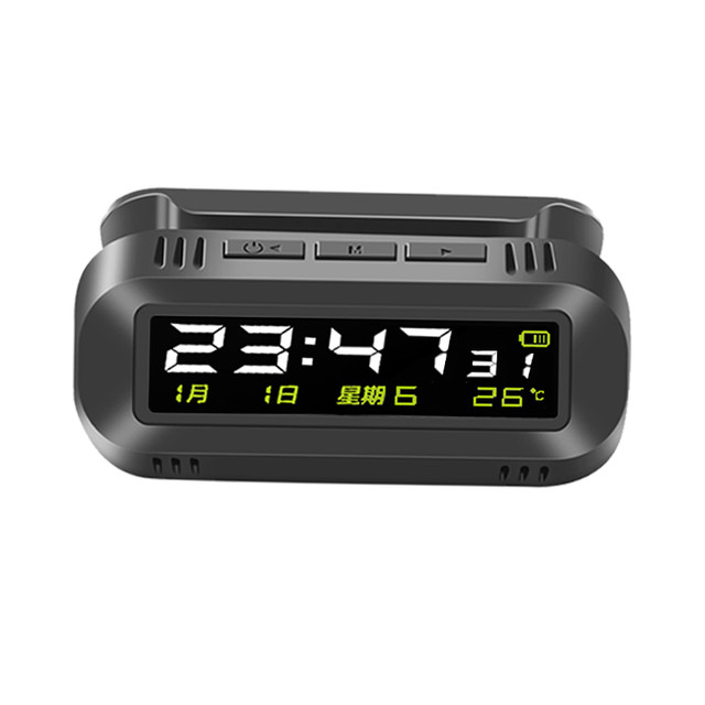 Solar-Powered Car Clock Wireless Hidden Car Digital Clock 24H Temperature Alarm Clock Fatigue Driving Reminder Device