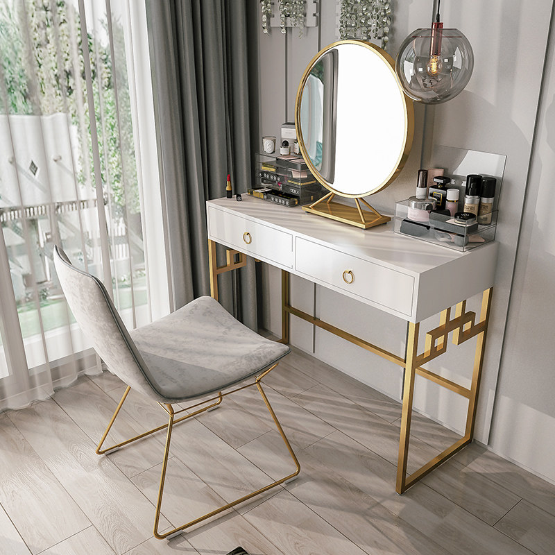 2021 New Makeup Bench Solid Wood Modern Minima Small Makeup Desk Woman Bedroom Light Luxury Superior Dresse