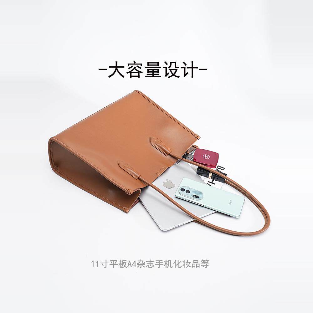 Large Genuine Leather Tote Bag for Women, New Large-Capacity Commuter Shoulder Crossbody Handbag - Thumbnail 6