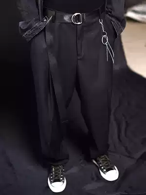 Salt of gang feng pants male significantly higher vintage chui zhui gan wide leg pants-music of the Tide straight pants pants design niche