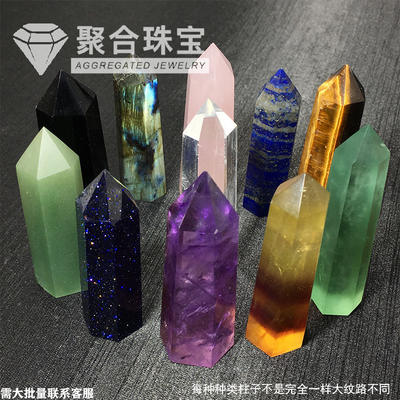 The natural hexagonal single-pointed column of Donghai crystal, made of various materials and featuring energy gemstone crystal columns, is selling well after rough stone polishing