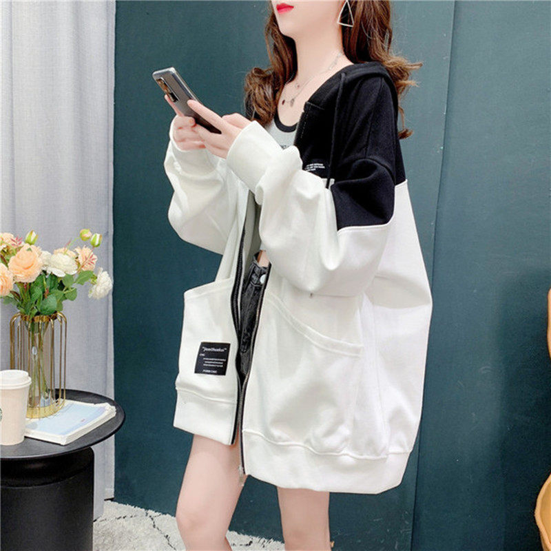 Gestational dress Fashion foreign Han version Long sleeve 2021 new large size dress with cap slim fit shirt color sweater jacket woman