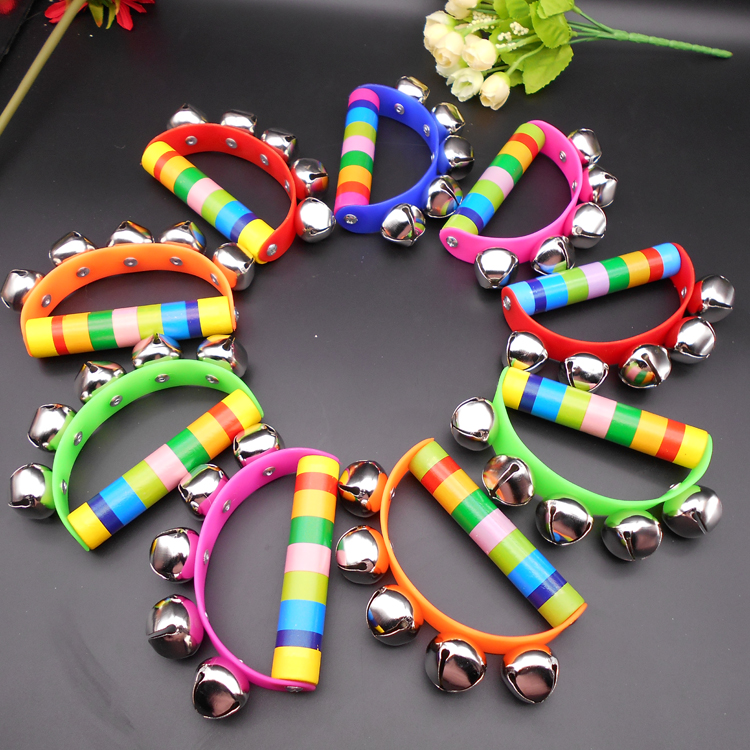 Factory direct selling color hand bell semi-circle hand bell grip leather bell kindergarten baby small gift small musical instrument