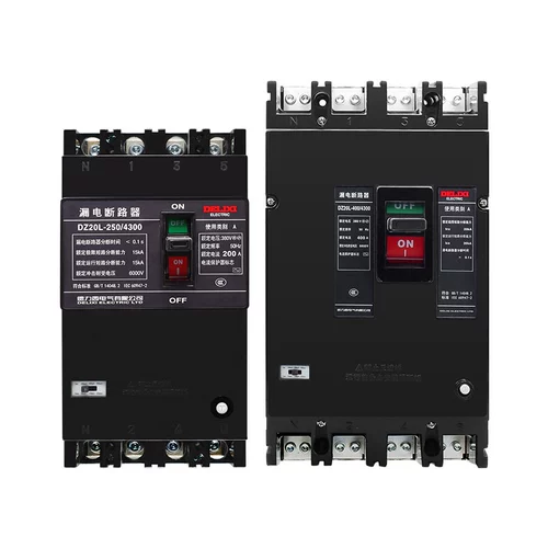 Delixi Leakage Switch Пластиковая оболочка DZ20L 160A 250A 400A 630A Большой ток трехфазный четырехфазный