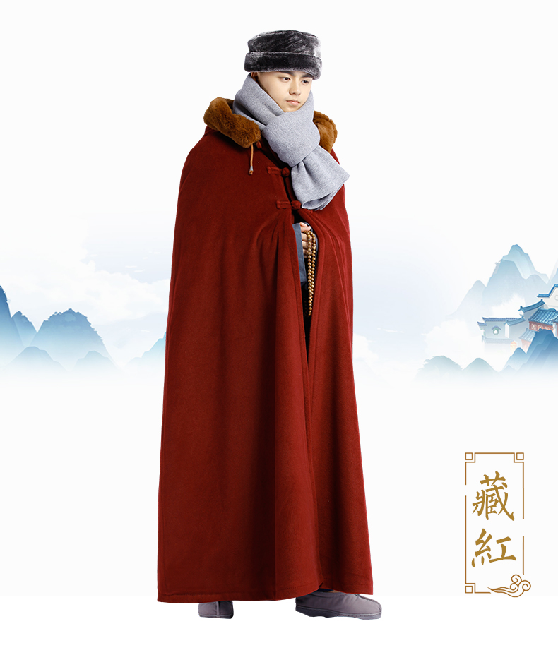 Áo choàng mùa thu và mùa đông cộng với áo choàng nhung đặt áo choàng áo choàng trang phục 僧 áo choàng thiền thiền áo choàng gió - Trang phục dân tộc quần nam đẹp