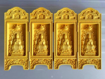  The Four Heavenly Masters Boxwood carved folding Shrines Ge Hong Sa Shoujian Zhang Tianshi Xu Xun Tianshi Statue