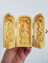  Yuanming Doumu Tianzun boxwood carved three-open shrine Doumu Doumu Yuanjun Taoist supplies Marriage products