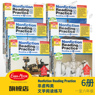 Evan-Moor Nonfiction Reading Practice 非虚构类文学阅读理解练习 美国加州教辅evanmoor 原版进口书1年级到6年级含科学数学艺术