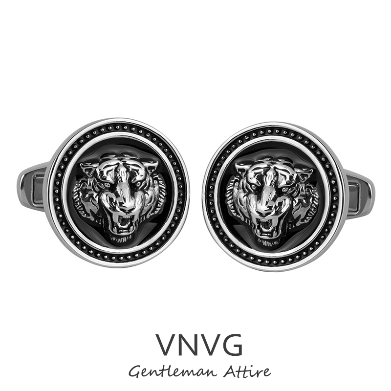 Light Luxury Shirt Cufflinks for Men, High-End Metal French Cufflinks, Men's Cuff Pins, Shirt Cuff Tiger, Gift Box Set